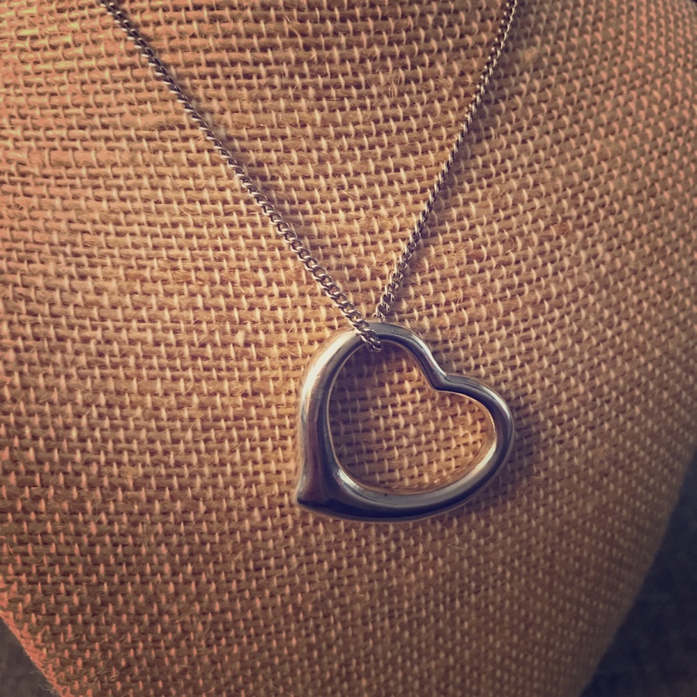 Silver heart shaped necklace